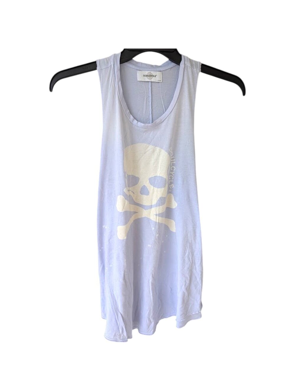 SoulCycle Skull Graphic Racerback Tank Top Womens XL Made in USA Purple 19.5x27